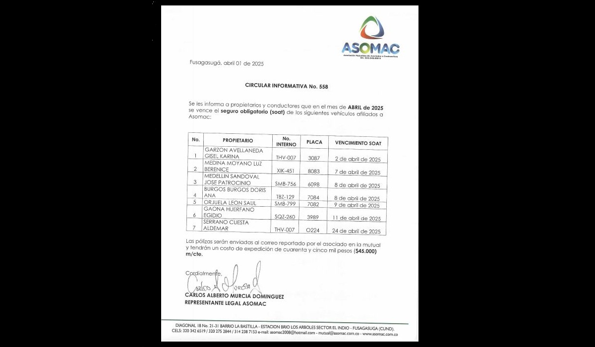 CIRCULAR 558-2025